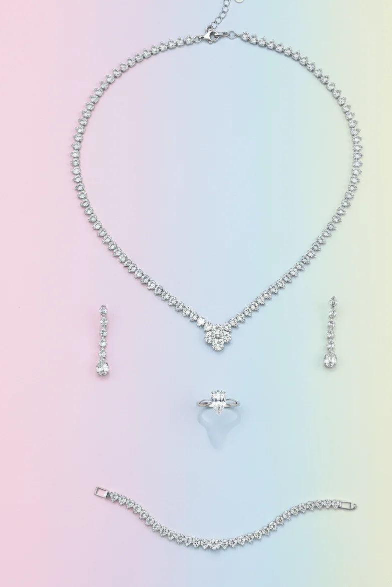 Clover Crystal Pendant Jewelry Set